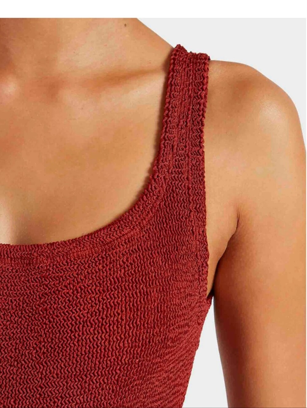 Hunza G Square Neck Swim Suit In Metallic Chesnut - Picture 4 of 8